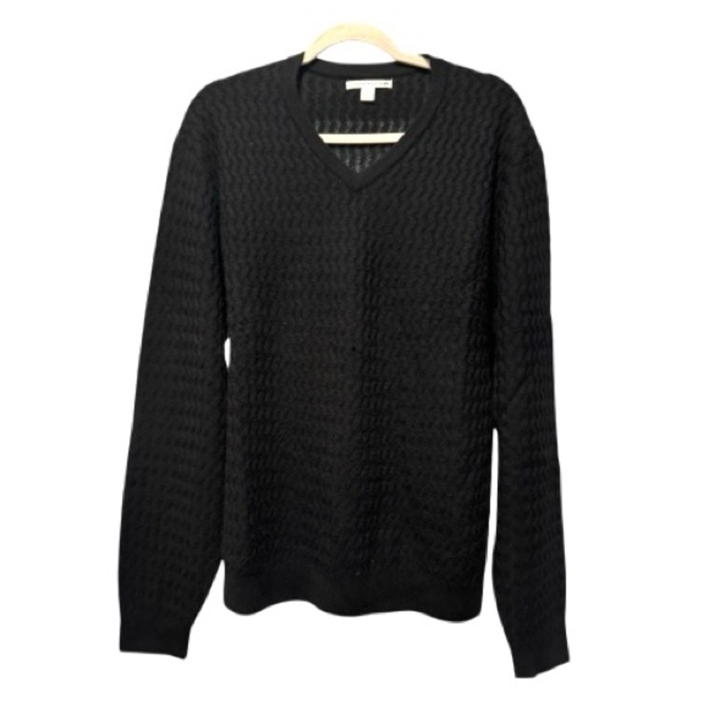 Cutter & Buck 100% Merino Wool Navy V-Neck Sweater Size L Classic Menswear